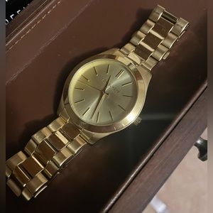 Michael Kors Slim Runway Gold-Tone Stainless Steel Watch